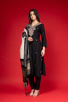 Black Cotton Readymade Suit And Pant With Cotton Silk Dupatta