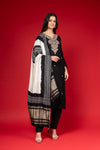 Black Cotton Readymade Suit And Pant With Cotton Silk Dupatta