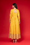 Mustard Tissue Floor Length Readymade Suit And Palazzo With Chinon Dupatta