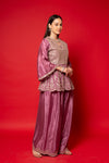 Mauve Sequence & Zari Threadwork Crepe Readymade Suit With Palazzo