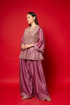 Mauve Sequence & Zari Threadwork Crepe Readymade Suit With Palazzo