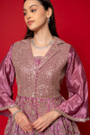 Mauve Sequence & Zari Threadwork Crepe Readymade Suit With Palazzo