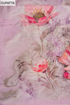 Mauve Swarovski, Zari Threadwork, Digital & Floral Printed Chinon Unstitched Salwar Suit With Chinon Dupatta