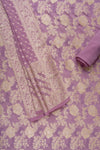 Mauve Banarasi Woven Zari Khaddi Georgette Unstitched Salwar Suit With Georgette Dupatta
