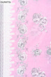 Pink Sequence, Threadwork & Floral Printed Cotton Unstitched Salwar Suit With Cotton Dupatta