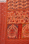 Peach Cutwork, Mirror & Threadwork Georgette Unstitched Salwar Suit With Georgette Dupatta
