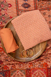 Peach Cutwork, Mirror & Threadwork Georgette Unstitched Salwar Suit With Georgette Dupatta