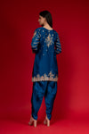 Peacock Satin Readymade Suit And Dhoti With Organza Dupatta