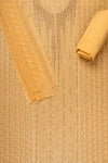 Mustard Bottle Swarovski & Threadwork Georgette Unstitched Salwar Suit With Georgette Dupatta
