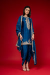 Peacock Satin Silk Readymade Suit And Dhoti With Organza Dupatta