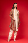 Off White Tissue Readymade Suit And Pant With Dolna Dupatta