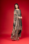 Green Crepe Readymade Suit And Palazzo With Chinon Dupatta