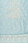 Tea-green Sequence, Threadwork & Bandhini Printed Chanderi Cotton Unstitched Salwar Suit With Organza Dupatta