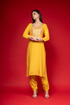 Mango Gold Cotton Readymade Suit And Pant With Cotton Dupatta