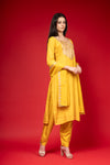 Mango Gold Cotton Readymade Suit And Pant With Cotton Dupatta