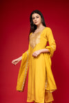 Mango Gold Cotton Readymade Suit And Pant With Cotton Dupatta