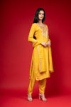 Mango Gold Cotton Readymade Suit And Pant With Cotton Dupatta