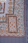 Grey Cutwork, Mirror & Threadwork Georgette Unstitched Salwar Suit With Georgette Dupatta