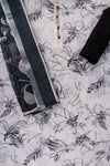White & Black Cutdana, Sequence, Threadwork & Floral Printed Cotton Unstitched Salwar Suit With Cotton Dupatta
