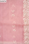Gajari Sequence, Threadwork & Bandhini Printed Chanderi Cotton Unstitched Salwar Suit With Organza Dupatta
