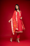 Coral Dolna Readymade Suit And Pant With Chinon Dupatta