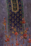 Mauve Cutdana, Mirror Sheet, Threadwork & Floral Printed Organza Unstitched Salwar Suit With Chiffon Dupatta