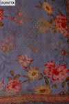 Mauve Cutdana, Mirror Sheet, Threadwork & Floral Printed Organza Unstitched Salwar Suit With Chiffon Dupatta