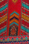 Red Cutdana, Mirror Sheet, Threadwork, Digital & Floral Printed Muslin Unstitched Salwar Suit With Muslin Cotton Dupatta