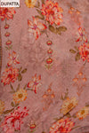 Onion Cutdana, Mirror Sheet, Threadwork & Floral Printed Organza Unstitched Salwar Suit With Chiffon Dupatta
