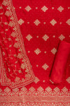 Red Swarovski & Zari Work Dolna Unstitched Salwar Suit With Dolna Dupatta