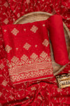 Red Swarovski & Zari Work Dolna Unstitched Salwar Suit With Dolna Dupatta