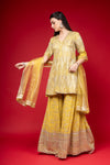 Pista Georgette Readymade Sharara Set With Net Dupatta