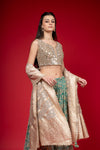 Rama Georgette Short Top Sharara Set With Organza Dupatta