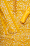 Mango Gold Threadwork & Floral Printed Cotton Unstitched Salwar Suit With Cotton Dupatta