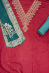 Maroon Sequence & Zari Threadwork Cotton Unstitched Salwar Suit With Cotton Dupatta