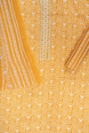 Mustard Sequence, Threadwork & Digital Printed Cotton Unstitched Salwar Suit With Cotton Dupatta