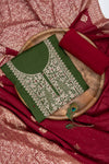 Mehndi Mirror Sheet, Sequence & Zari Threadwork Cotton Unstitched Salwar Suit With Cotton Dupatta