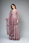 Mauve Georgette Readymade Sharara Set With Net Dupatta