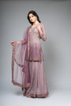 Mauve Georgette Readymade Sharara Set With Net Dupatta