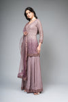 Mauve Georgette Readymade Sharara Set With Net Dupatta