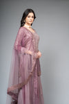 Mauve Georgette Readymade Sharara Set With Net Dupatta