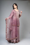 Mauve Georgette Readymade Sharara Set With Net Dupatta