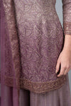 Mauve Georgette Readymade Sharara Set With Net Dupatta