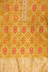 Mustard Banaras Bandhini & Banarasi Woven Zari Cotton Unstitched Salwar Suit With Cotton Dupatta