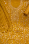 Mustard Banarasi Woven Zari Cotton Unstitched Salwar Suit With Cotton Dupatta