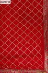 Red Banaras Bandhini & Banarasi Woven Zari Cotton Unstitched Salwar Suit With Cotton Dupatta