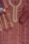 Copper Sequence & Zari Threadwork Tissue Unstitched Salwar Suit With Tissue Dupatta