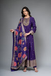 Purple Dolna Floor Length Readymade Suit And Legging With Chinon Dupatta