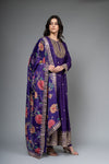 Purple Dolna Floor Length Readymade Suit And Legging With Chinon Dupatta