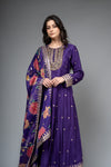 Purple Dolna Floor Length Readymade Suit And Legging With Chinon Dupatta